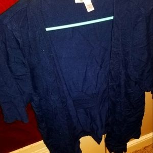blue 3/4 sleeve cardigan size 2x